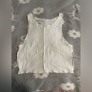 White sheer cropped American Eagle tank top
